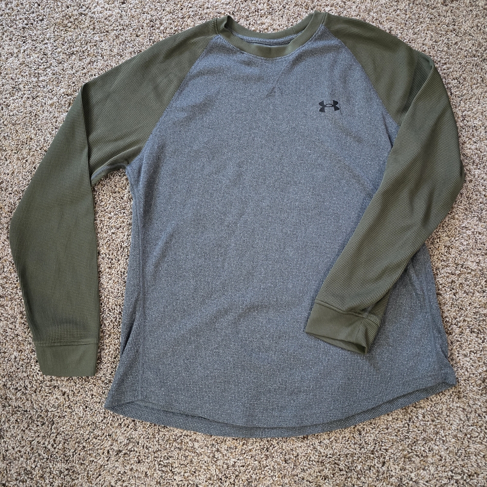 Under Armour Men’s Raglan Long Sleeve Shirt - Olive Green & Heather Gray